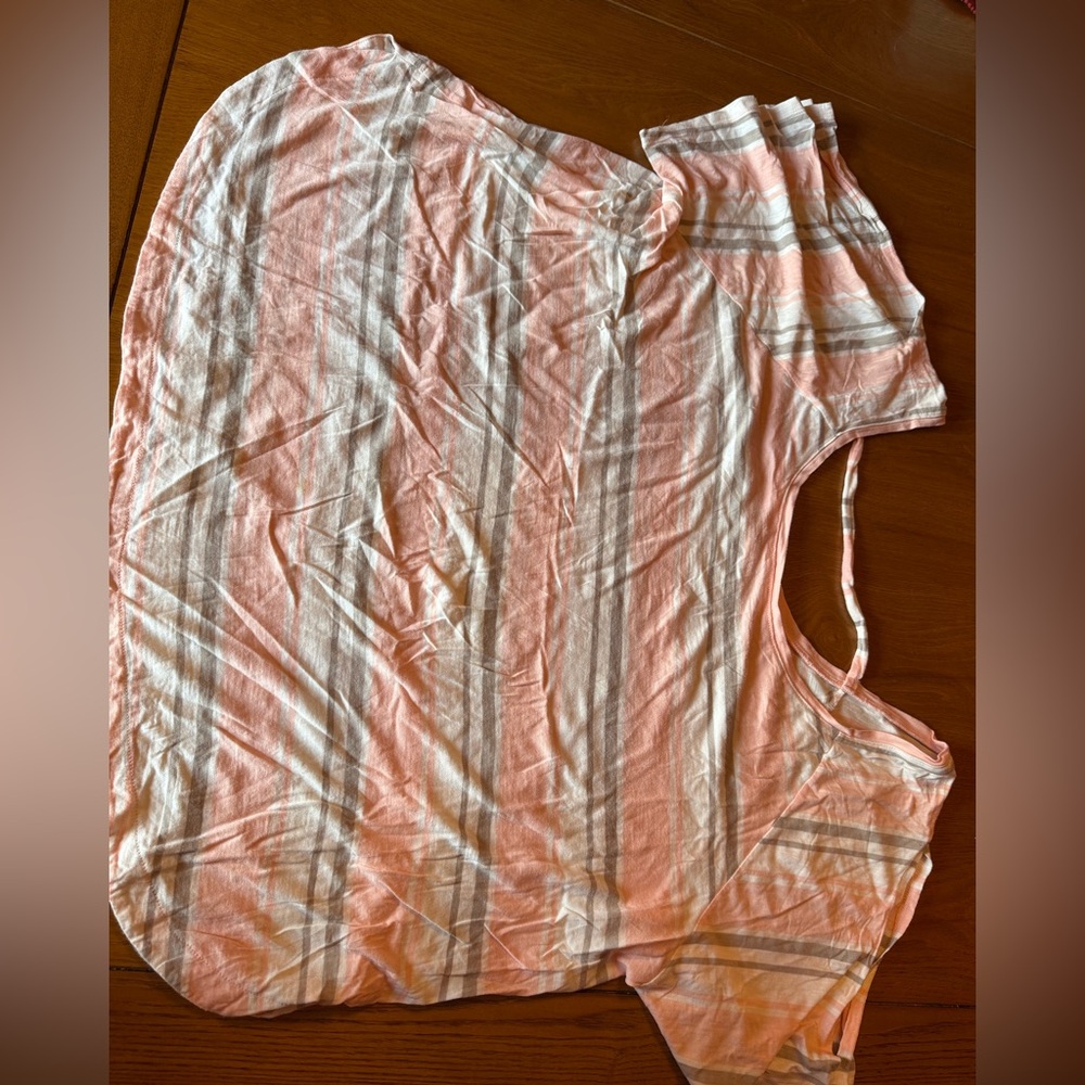 Cato plus size 26/28W  Pink and White , cold shoulder Striped Top